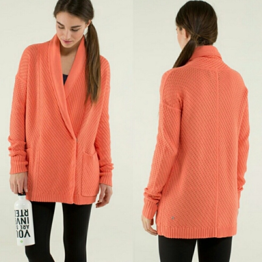 Lululemon Post Practice Cardi Cardigan Sweater Plum Peach Knit